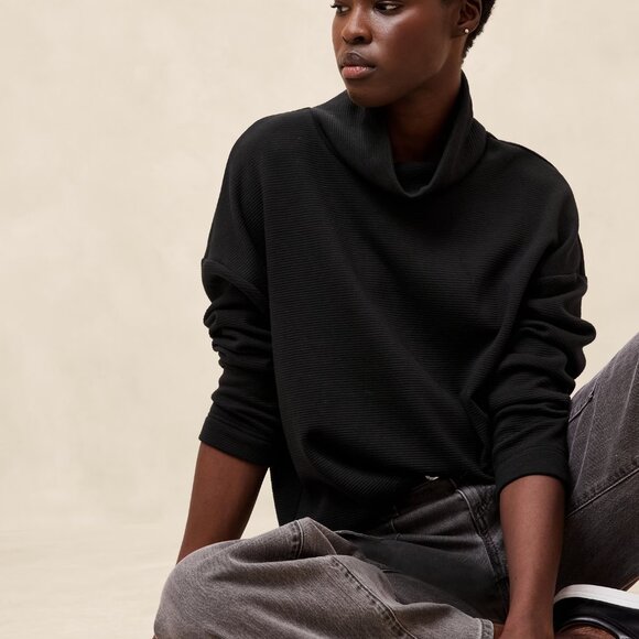 Banana Republic Black Ottoman Tunic Sweatshirt/NWT/S - Picture 2 of 15